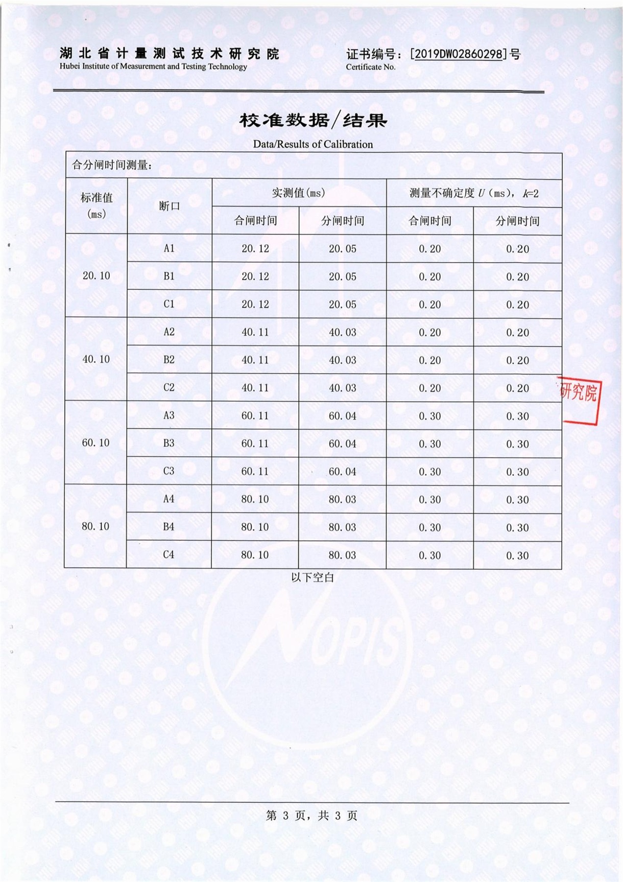 高壓開關(guān)動(dòng)特性測試儀 證書